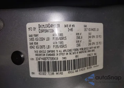 2005 Chrysler Pt Cruiser from USA, damaged, VIN 3C4FY48B75T595410